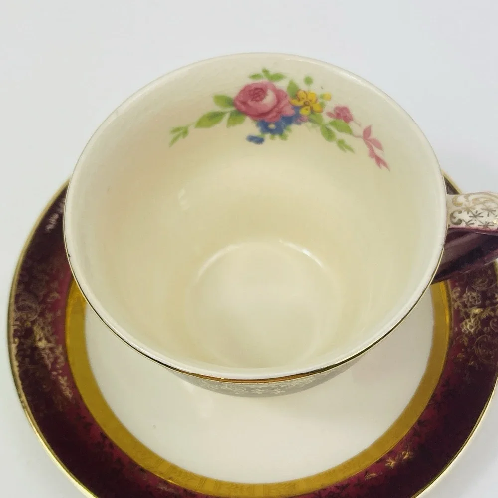 Century by Salem Aristocrat‎ 23 Karat Gold Tea Cup and Saucer Floral Crazing